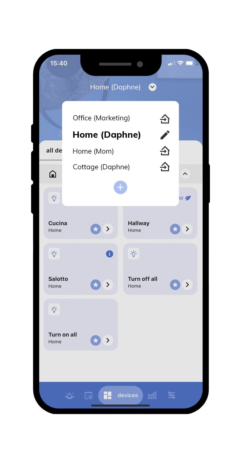 Officiell iotty-app för iOS och Android som är enkel att använda för att hantera dina hemautomatiseringsenheter i olika hem och kontor