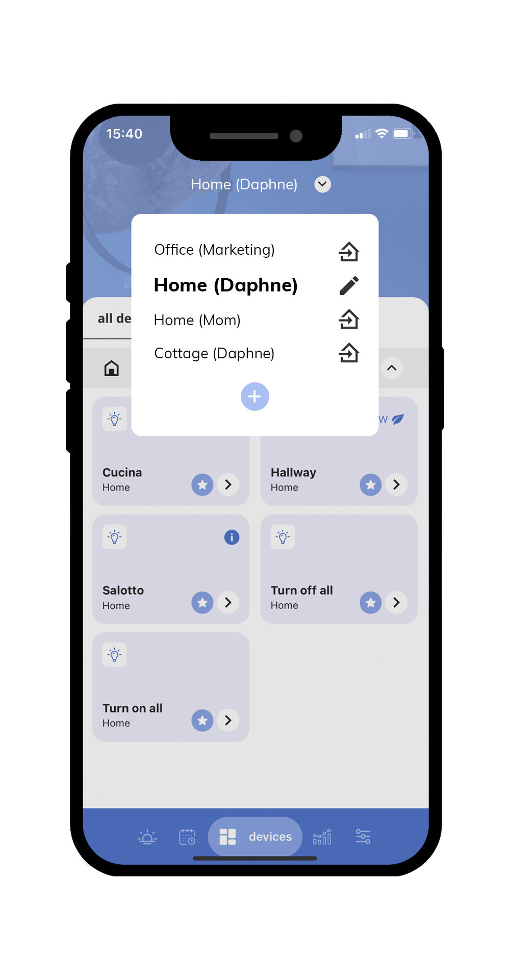 Officiell iotty-app för iOS och Android som är enkel att använda för att hantera dina hemautomatiseringsenheter i olika hem och kontor