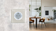 Sats med 3 ODE PLUS smarta wifi-vägguttag - sandfärgat härdat glas, bakgrundsbelyst