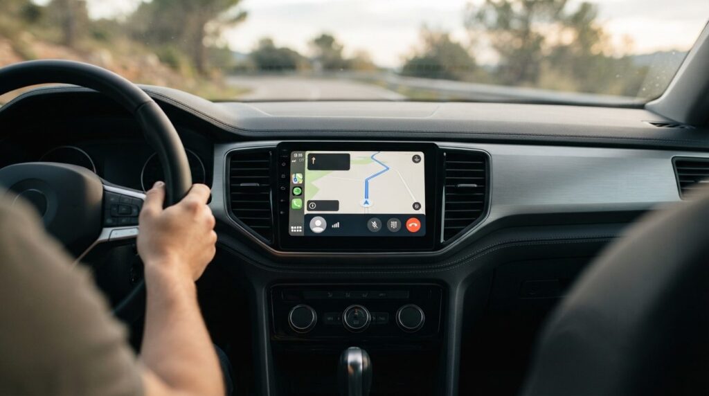 Close-up professional stock photo of a car dashboard with af
